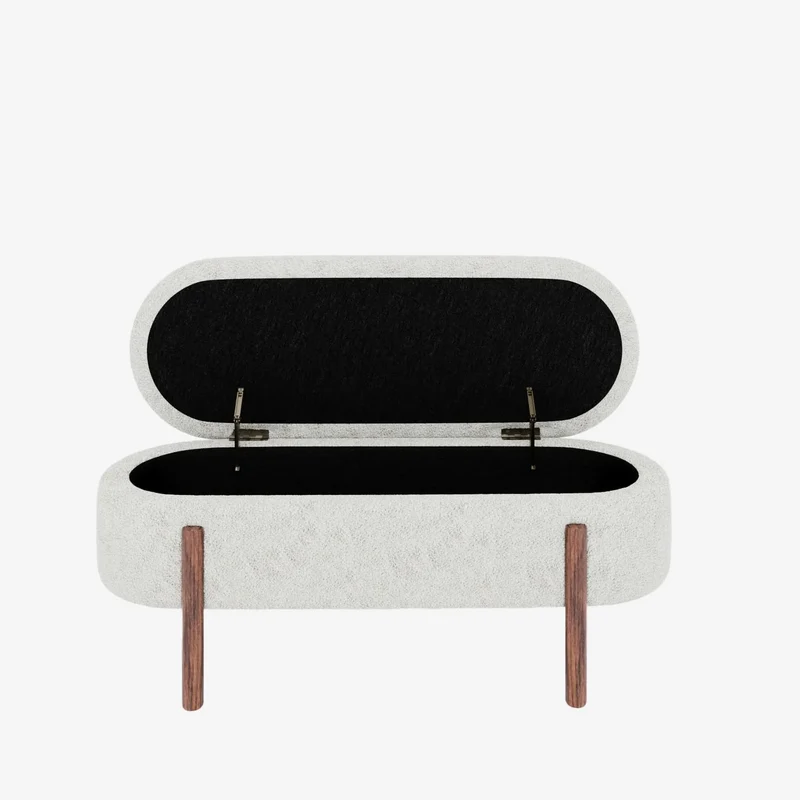 Marianne Banc coffre de rangement en tissu boucl cr me