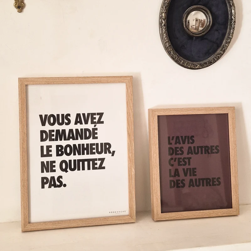 Affiche ou affiche encadrée Demande Bonheur
