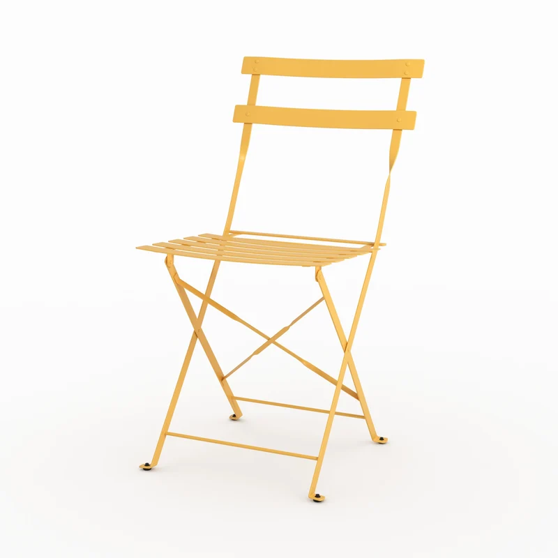 Lot de 2 chaises de jardin Kayla en métal jaune beurre, pliantes