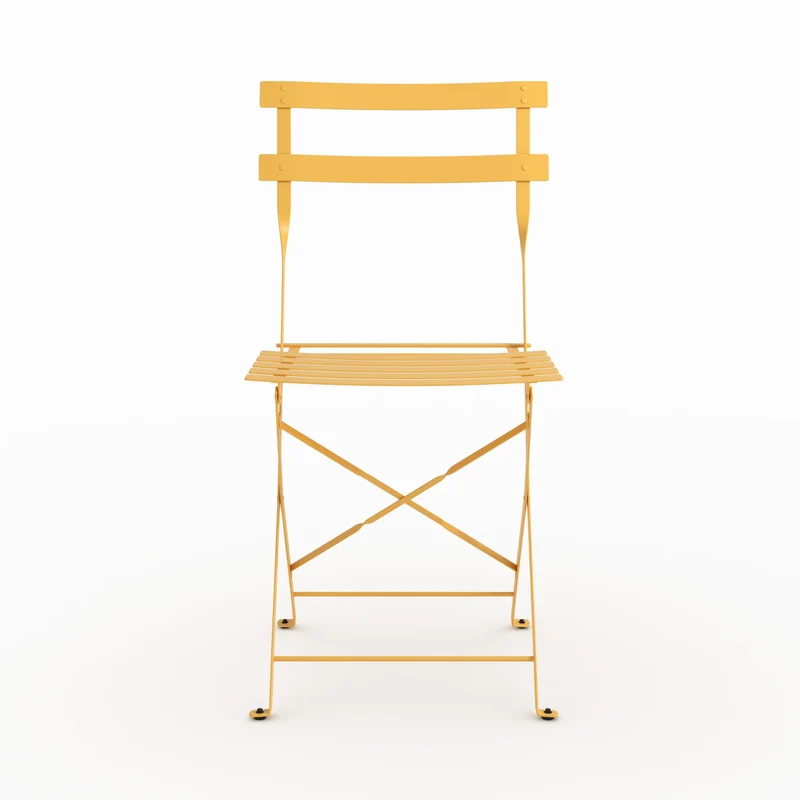 Lot de 2 chaises de jardin Kayla en métal jaune beurre, pliantes