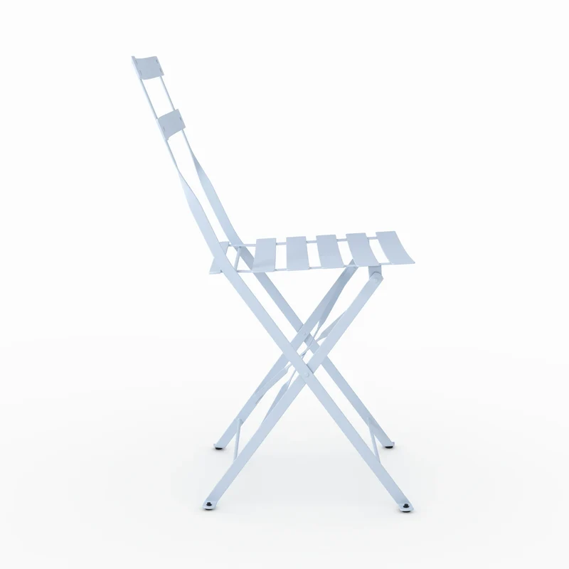 Lot de 2 chaises de jardin Kayla en métal bleu pastel, pliantes