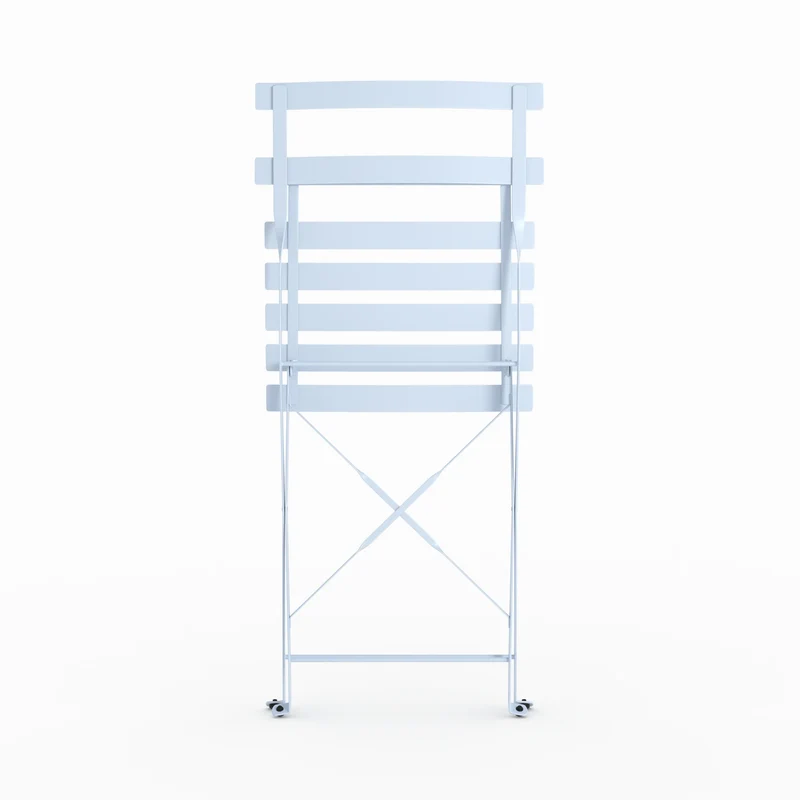 Lot de 2 chaises de jardin Kayla en métal bleu pastel, pliantes