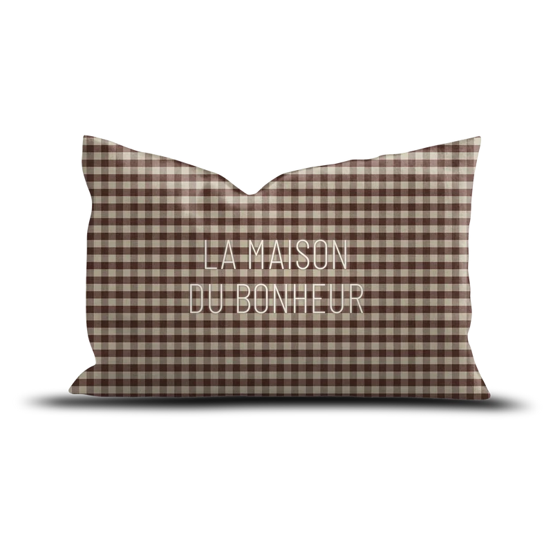 Coussin velours Maison du Bonheur