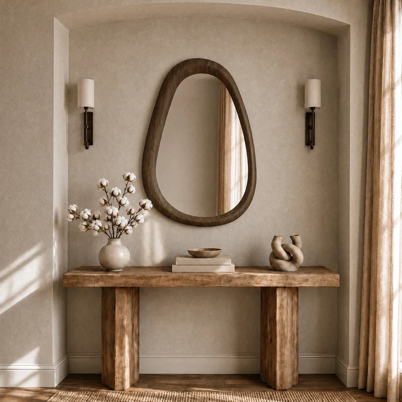 Miroir ovale Yoko en placage noyer, 80 x 120 cm