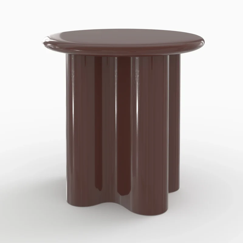Table d'appoint Olya laquée rouge lie de vin, D50 cm
