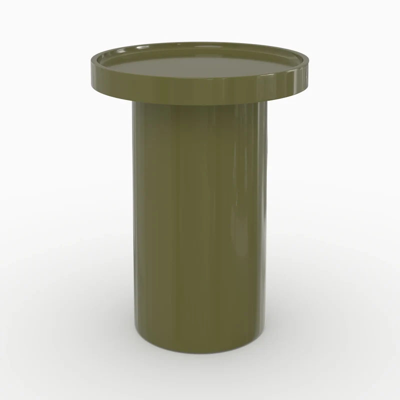 Table d'appoint Nora laquée vert olive en MDF, D40 cm
