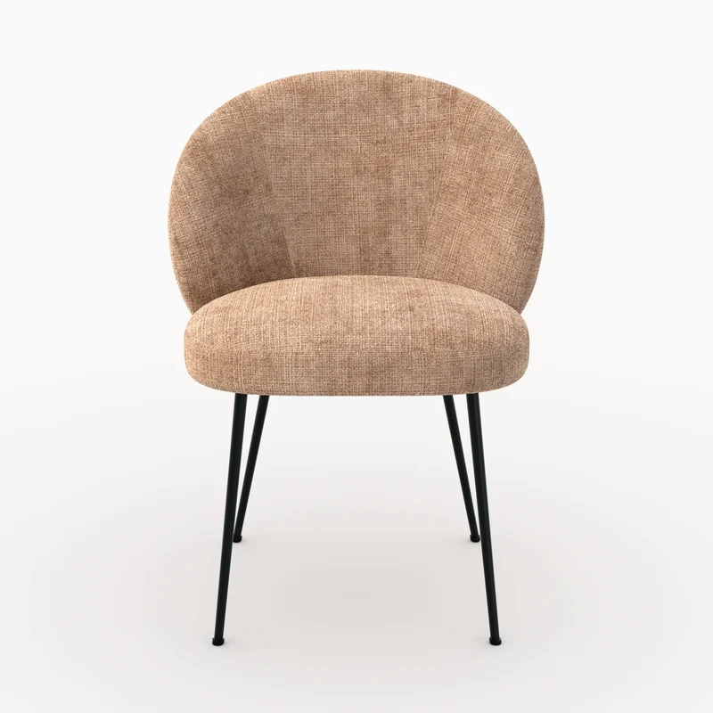 Chaise Bloomy en velours chenillé marron glacé et métal noir