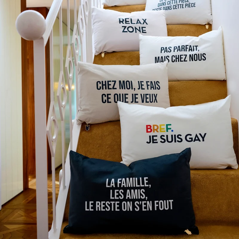 Coussin Velours Famille Amis