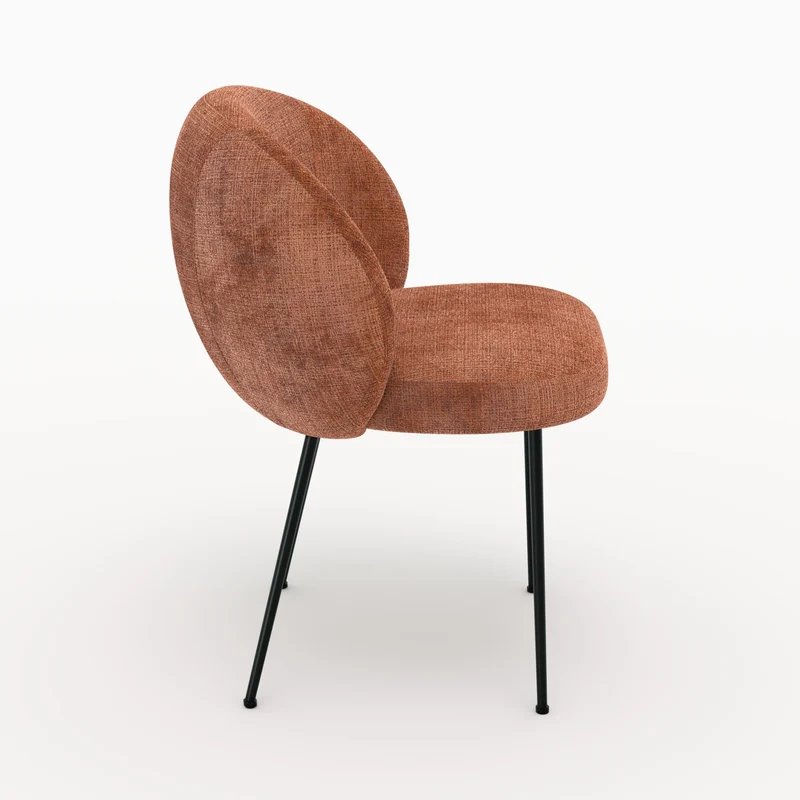 Chaise Bloomy en velours chenillé terracotta et métal noir