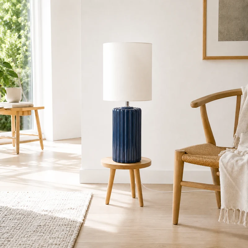 Lampe à poser Palladio en céramique bleue