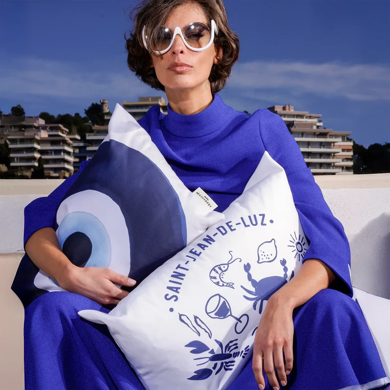 Coussin extérieur personnalisé Sous la Mer Bleu