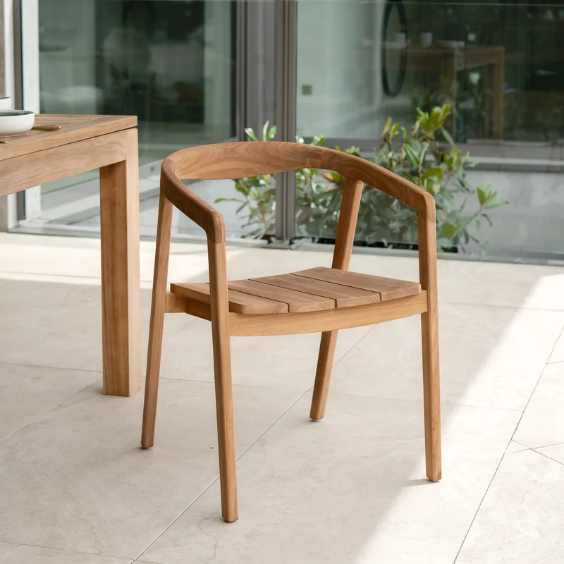 Table et chaises de jardin Suri en bois de teck massif, 6 personnes