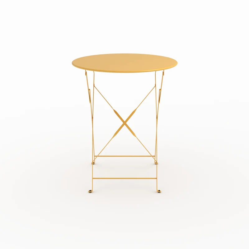 Table ronde et chaises de jardin pliantes Kayla 2 places en métal jaune