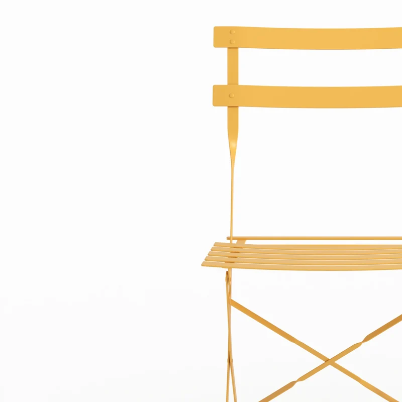 Table ronde et chaises de jardin pliantes Kayla 2 places en métal jaune