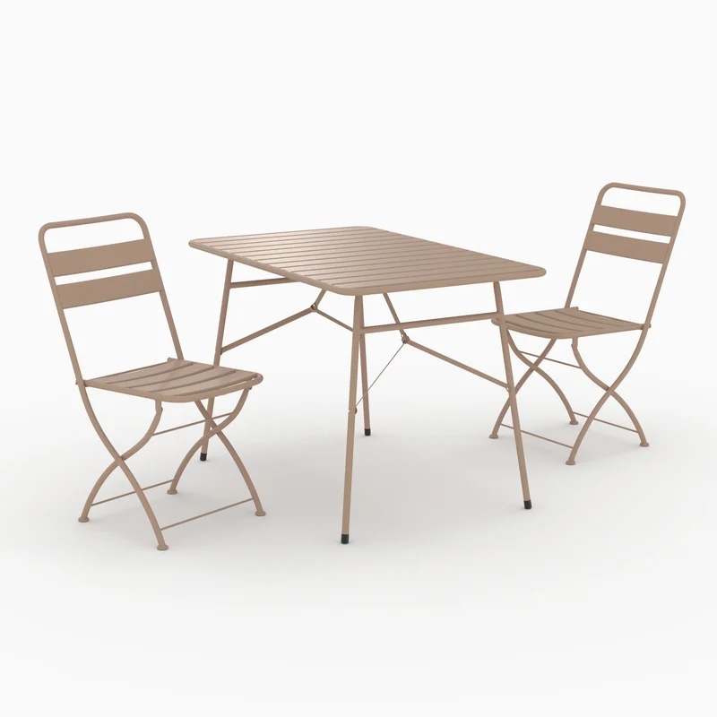 Table et chaises de jardin pliantes Yumi 4 personnes en métal taupe