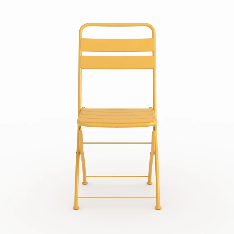 Table et chaises de jardin pliantes Yumi 4 personnes en métal jaune