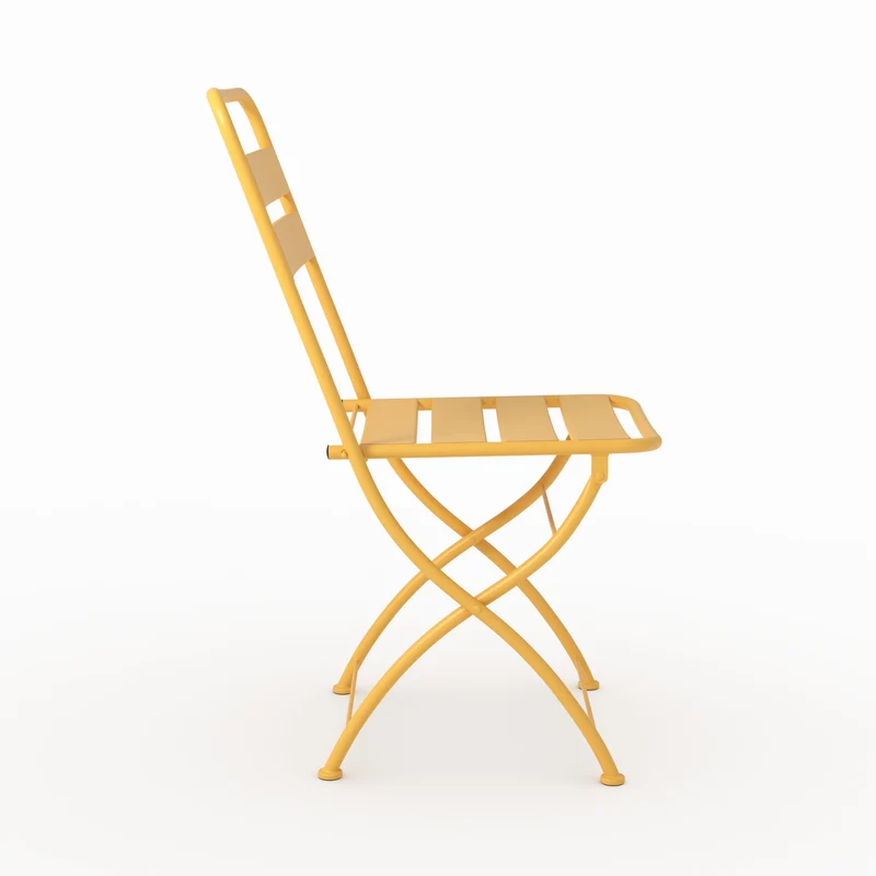 Table et chaises de jardin pliantes Yumi 2 personnes en métal jaune