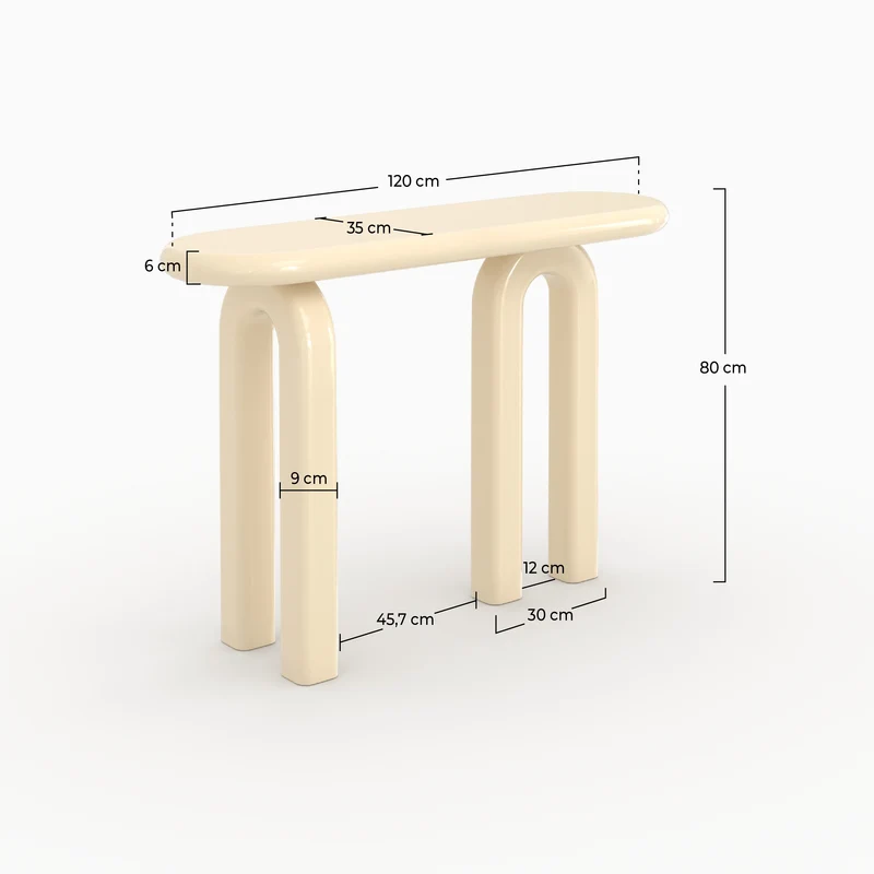 Console Opale laquée blanche en MDF, 120 cm