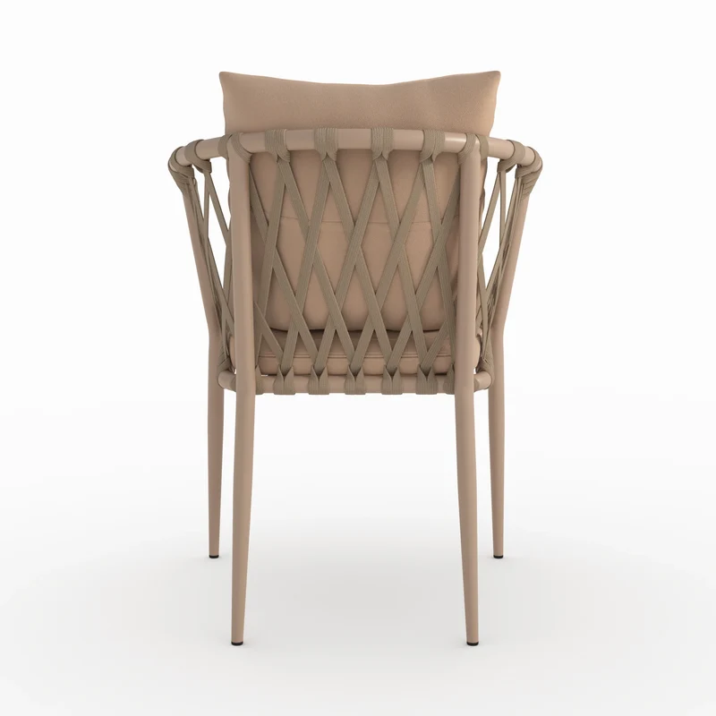 Lot de 2 chaises de jardin Dulcy en métal et tissu taupe