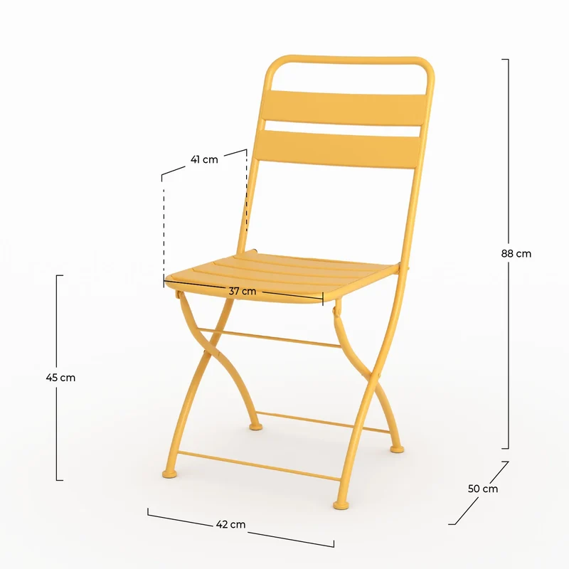 Lot de 2 chaises de jardin Yumi en métal jaune beurre, pliantes