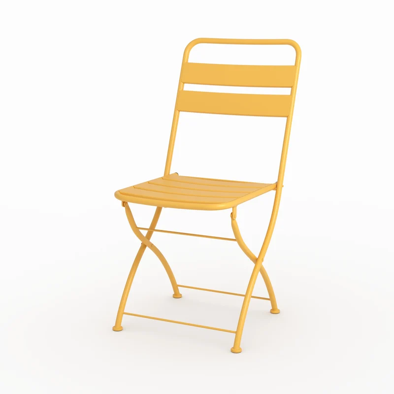 Lot de 2 chaises de jardin Yumi en métal jaune beurre, pliantes