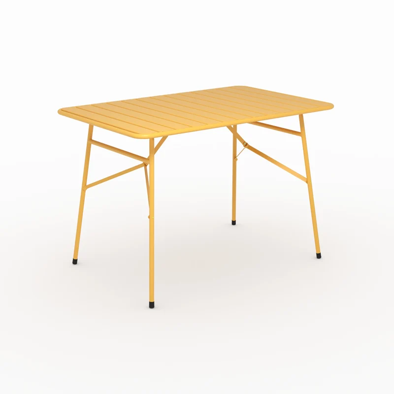 Table de jardin Yumi pliante en métal jaune beurre 4 personnes