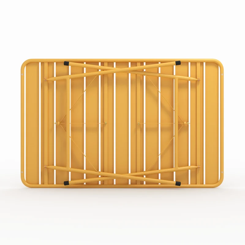 Table de jardin Yumi pliante en métal jaune beurre 4 personnes