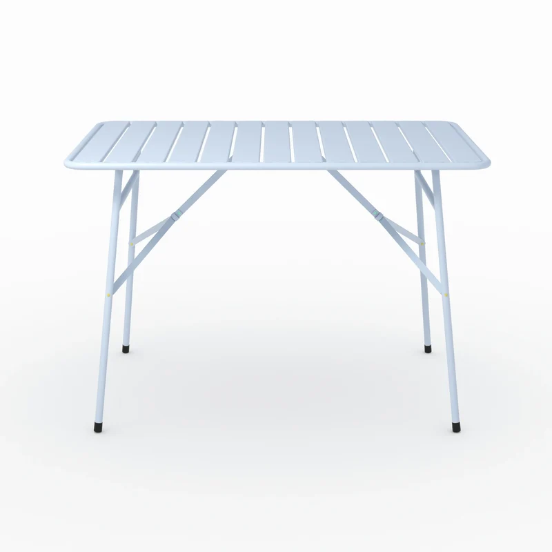 Table de jardin Yumi pliante en métal bleu pastel 4 personnes