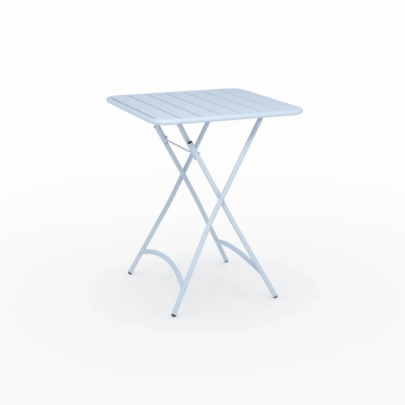 Table de jardin Yumi pliante en métal bleu pastel 2 personnes
