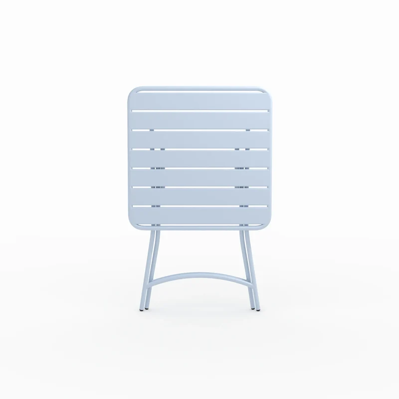 Table de jardin Yumi pliante en métal bleu pastel 2 personnes