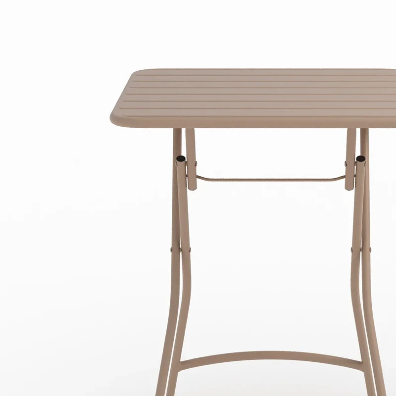 Table de jardin Yumi pliante en métal taupe 2 personnes