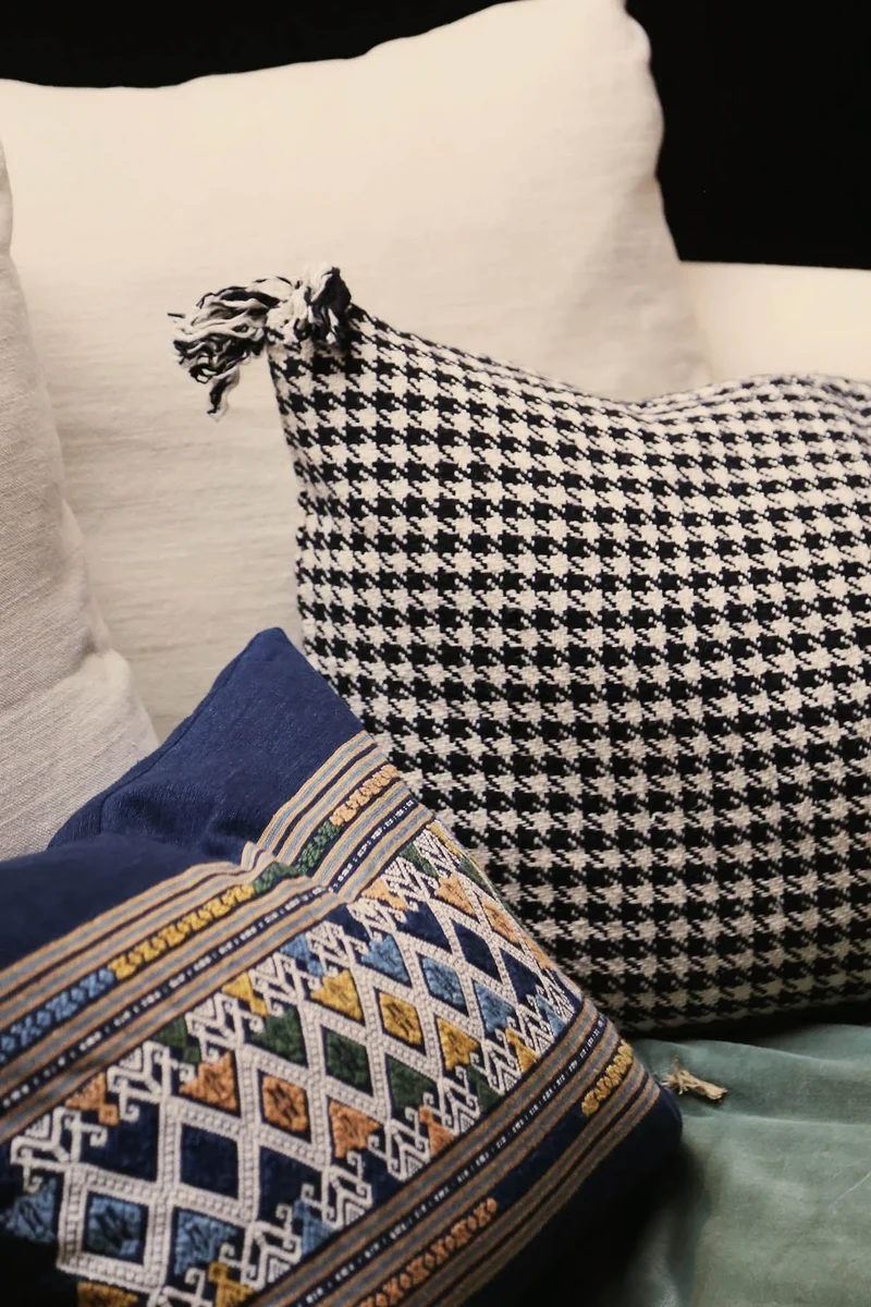 Housse de coussin pied de poule