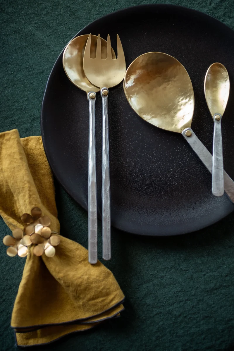 Cuillère et fourchette de service Oya