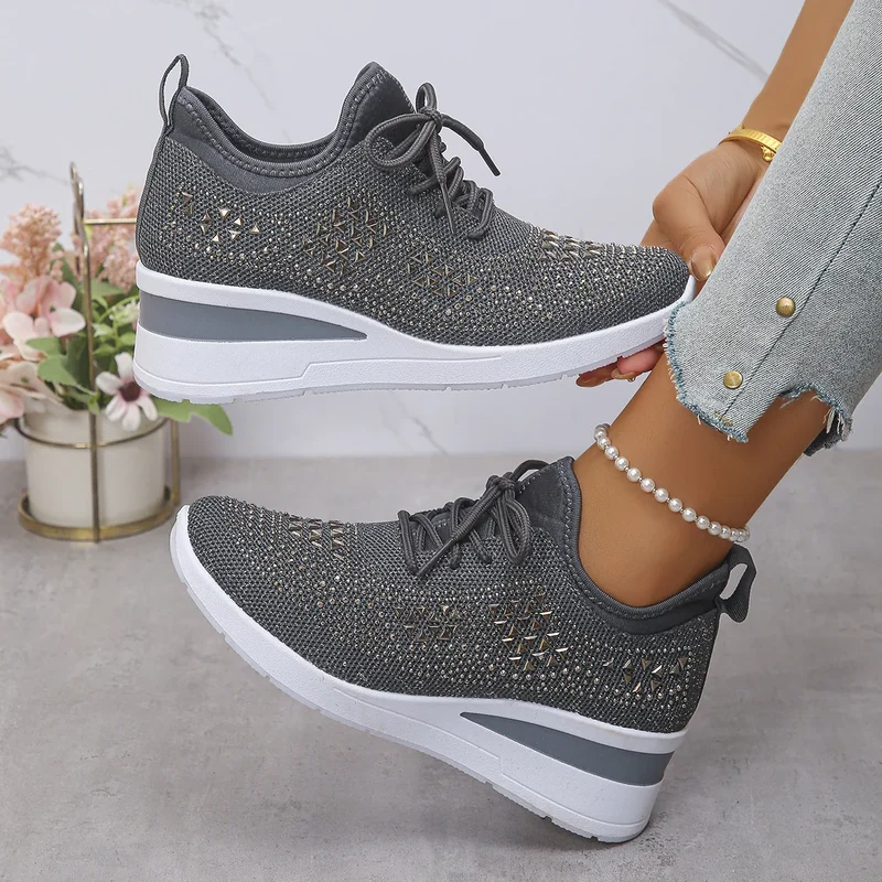 Baskets "Éclat" Ornées de Strass – Sneakers Élégantes et Confortables