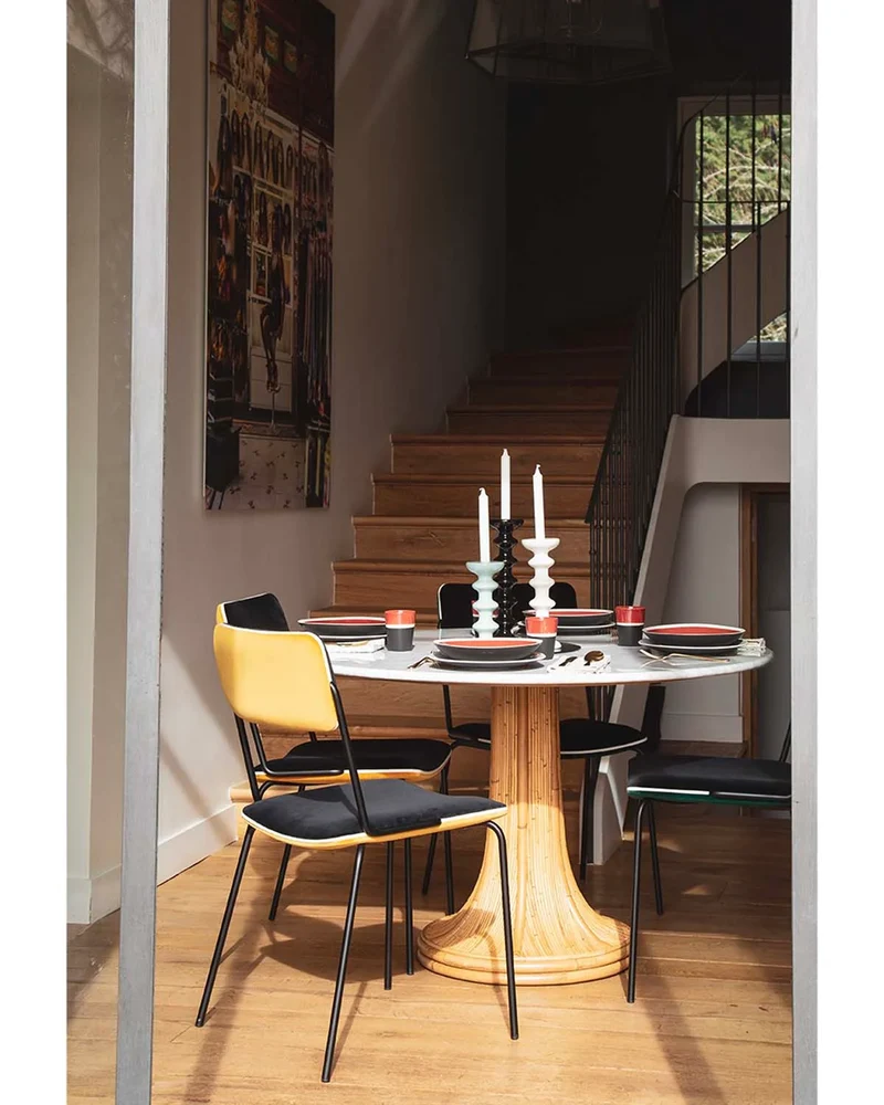 Riviera Table - Natural / White Marble