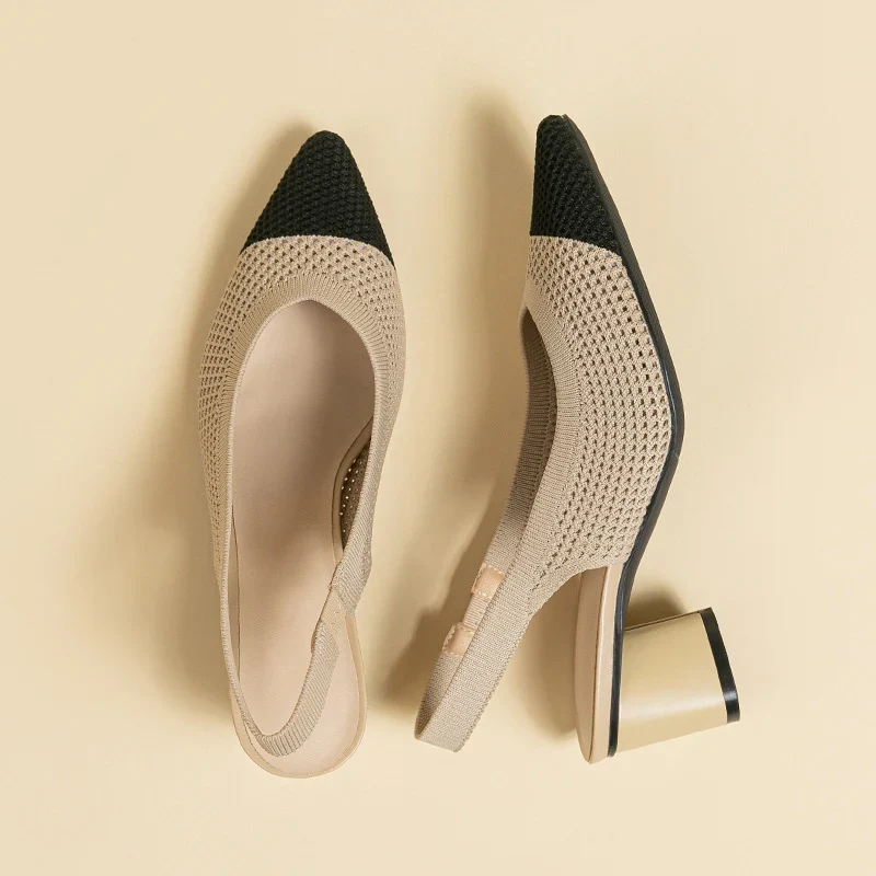 Chaussures à Talons Blocs et Bout Pointu