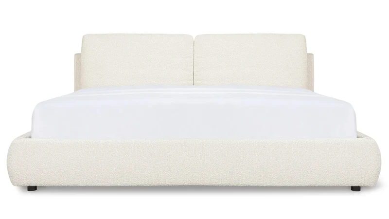 Cloud Bed with Storage, King, Cream Boucle