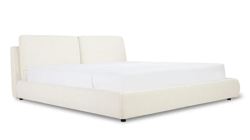 Cloud Bed with Storage, Queen, Cream Boucle