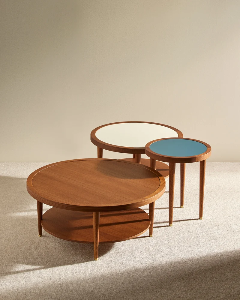 Round Puzzle Coffee Table - Natural