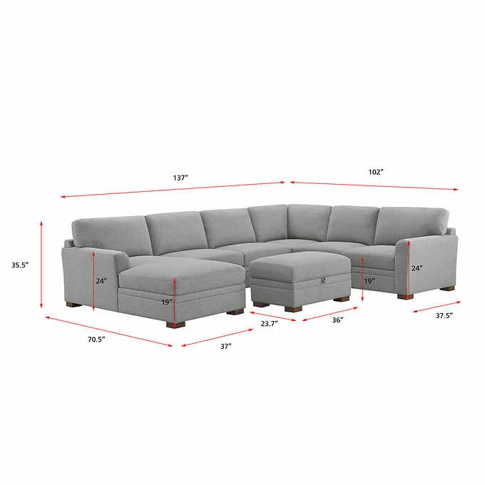 Thomasville Langdon Fabric Sectional with Storage Ottoman
