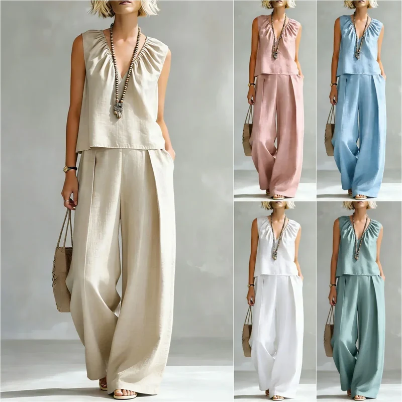 Ensemble Chic "Sérénité" – Haut Épaules Dénudées et Pantalon Large