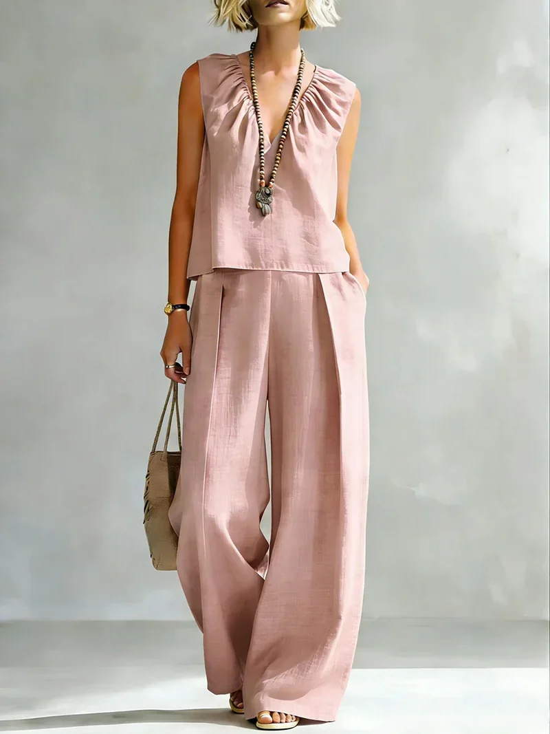 Ensemble Chic "Sérénité" – Haut Épaules Dénudées et Pantalon Large