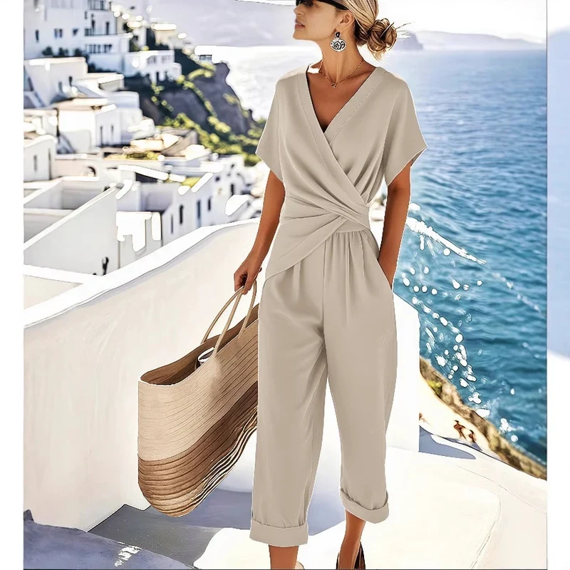 Ensemble Chic Deux Pièces – Top Plissé et Pantalon Fluide