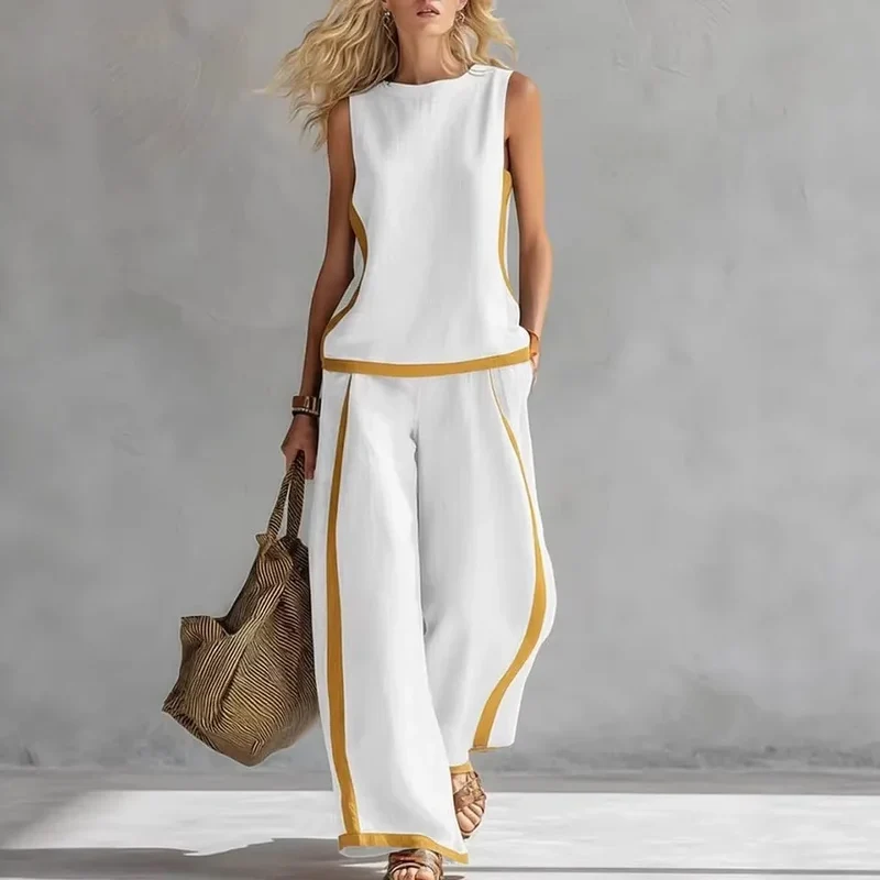 Ensemble d'Été "Elisa" - Blouse Fluide et Pantalon Large Chic.