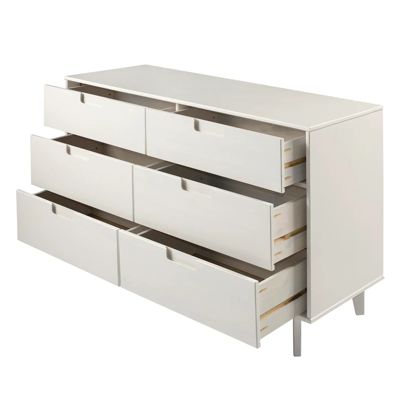 6-Drawer Caramel Mid Century Modern Wood Dresser