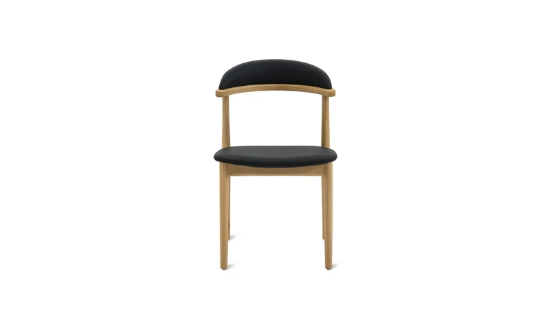 Count On Me Armless Dining Chair (Set of Two), Oak, Black Seat