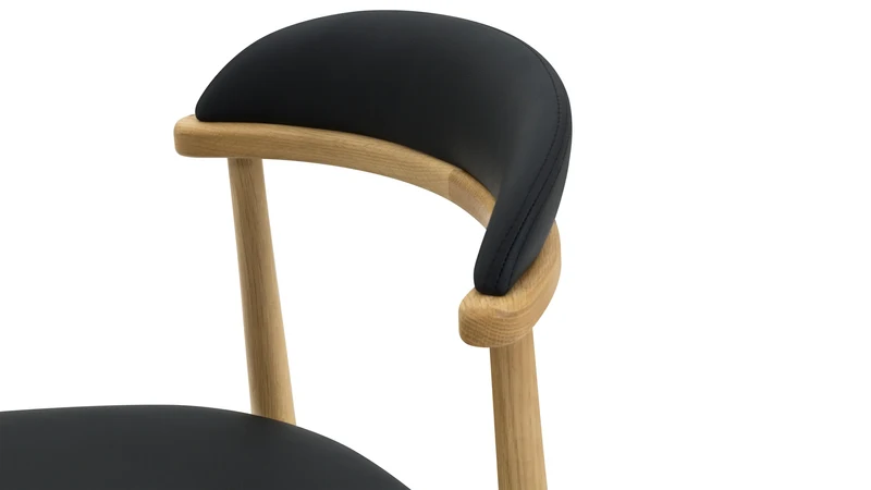 Count On Me Armless Dining Chair (Set of Two), Oak, Black Seat