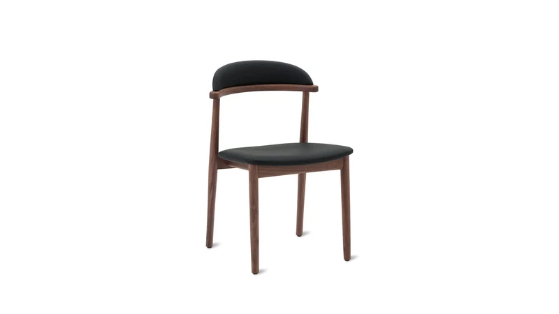 Count On Me Armless Dining Chair (Set of Two), Walnut, Black Seat