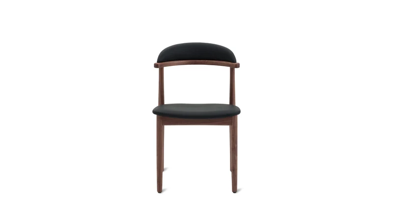 Count On Me Armless Dining Chair (Set of Two), Walnut, Black Seat