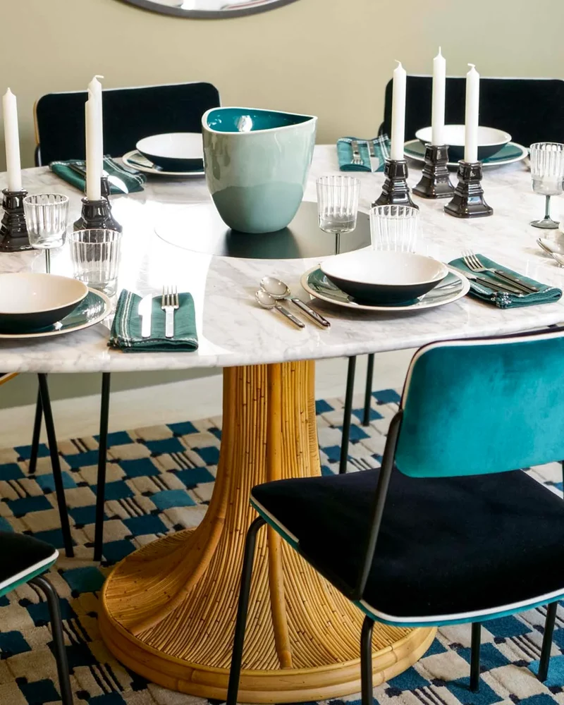 Riviera Table - Natural / White Marble